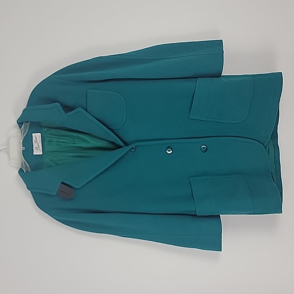 Vintage Beau Brem Emerald Green Wool/Nylon Midi Coat Womens 12